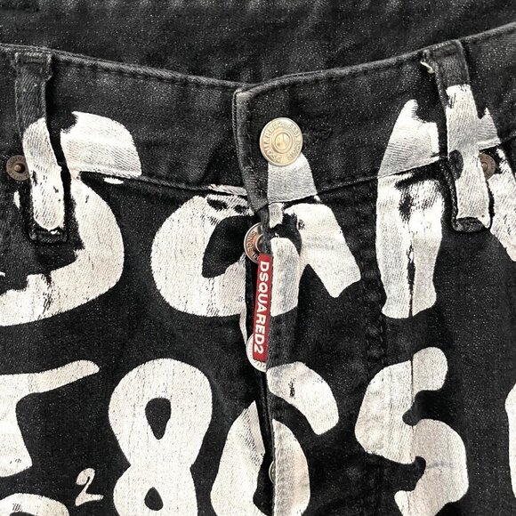 DSQUARED2 D2 Pop 80's Wash Bro Jeans Graffiti Size 46 - Picture 3 of 9